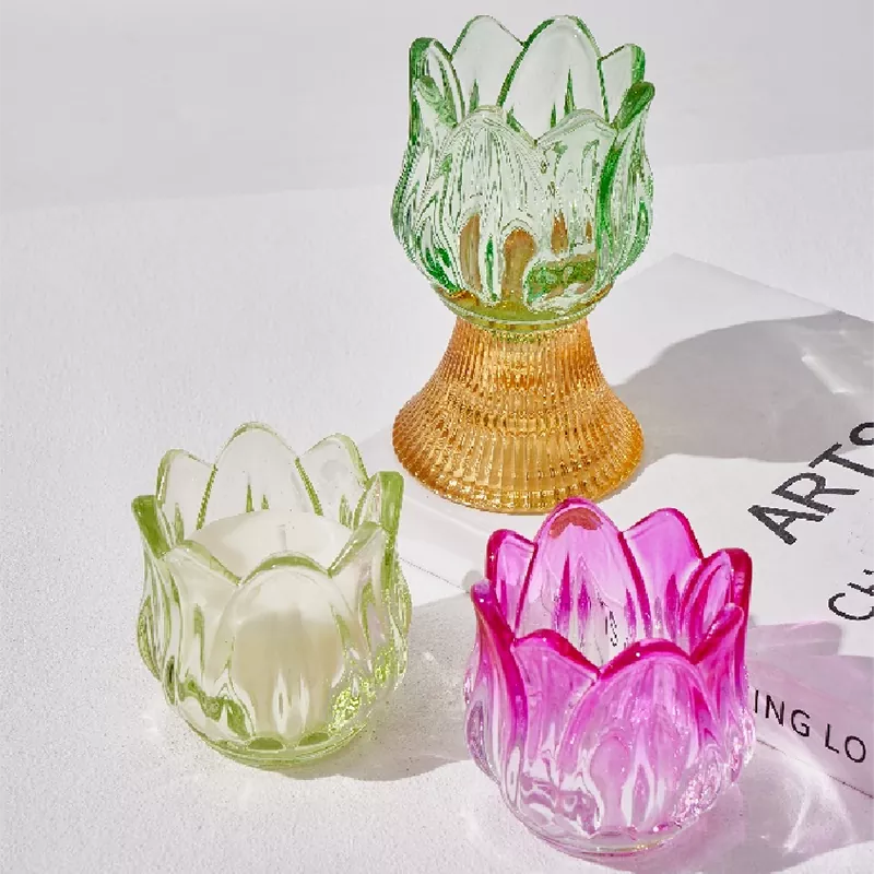 Värviline Merveilles Florales klaasist küünlajalg